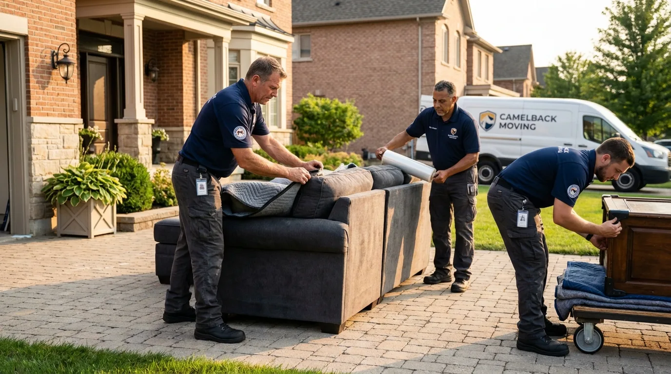 Large estate moving crew wrapping furniture in Montgomery, NY